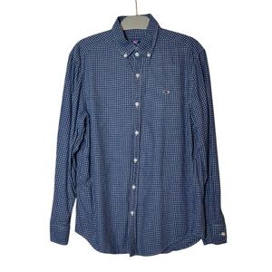 NA XXXX ???? Navy Blue & Gray Gingham Check Button Down Shirt
